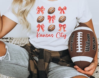 Coquette Football Tee | Kansas City Football Shirt |American Football Design | Football and Bows | Sports Team Shirt | Missouri | Coquette