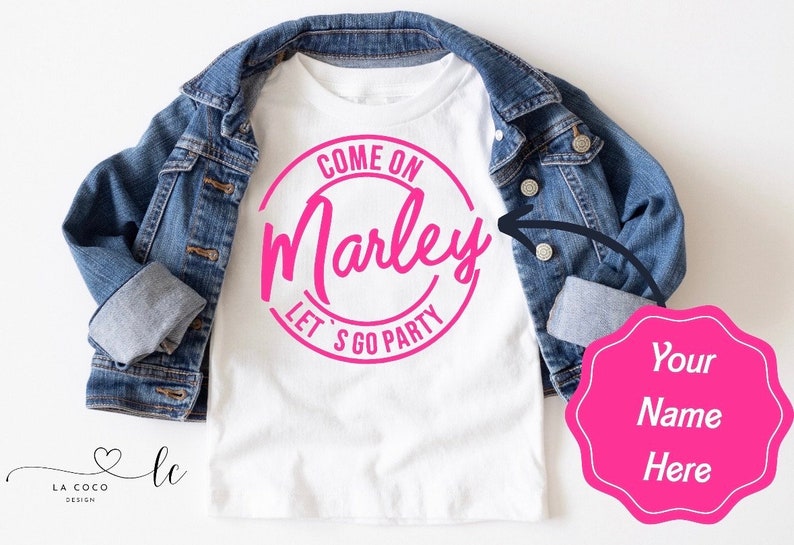 Youth Come on Dolly Lets Go Party Tshirt, Hot Pink Dollie Tee, Girls