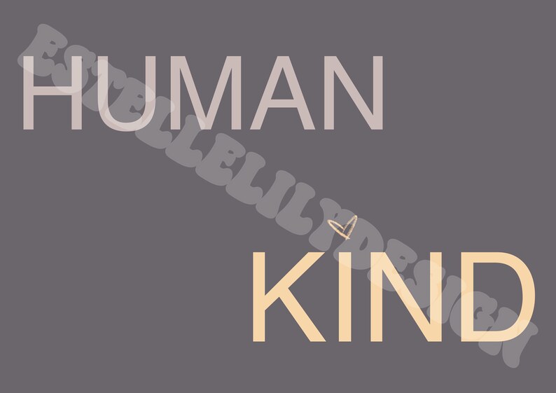 Graues und gelbes 'Human Kind' Poster auf - Etsy