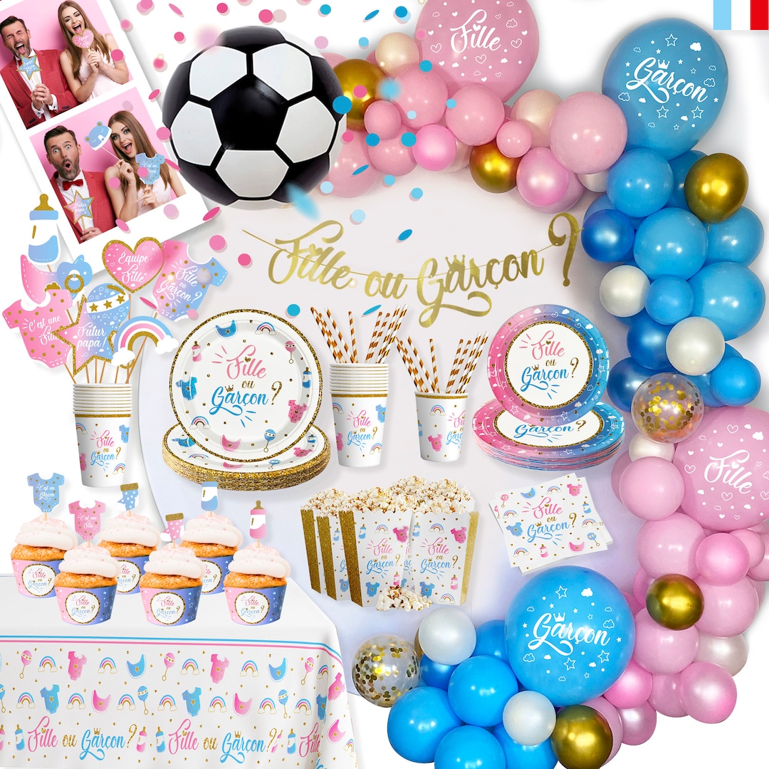 Soccer Ball Gender Reveal Party Kit Gender Reveal Disposable Tablecloth