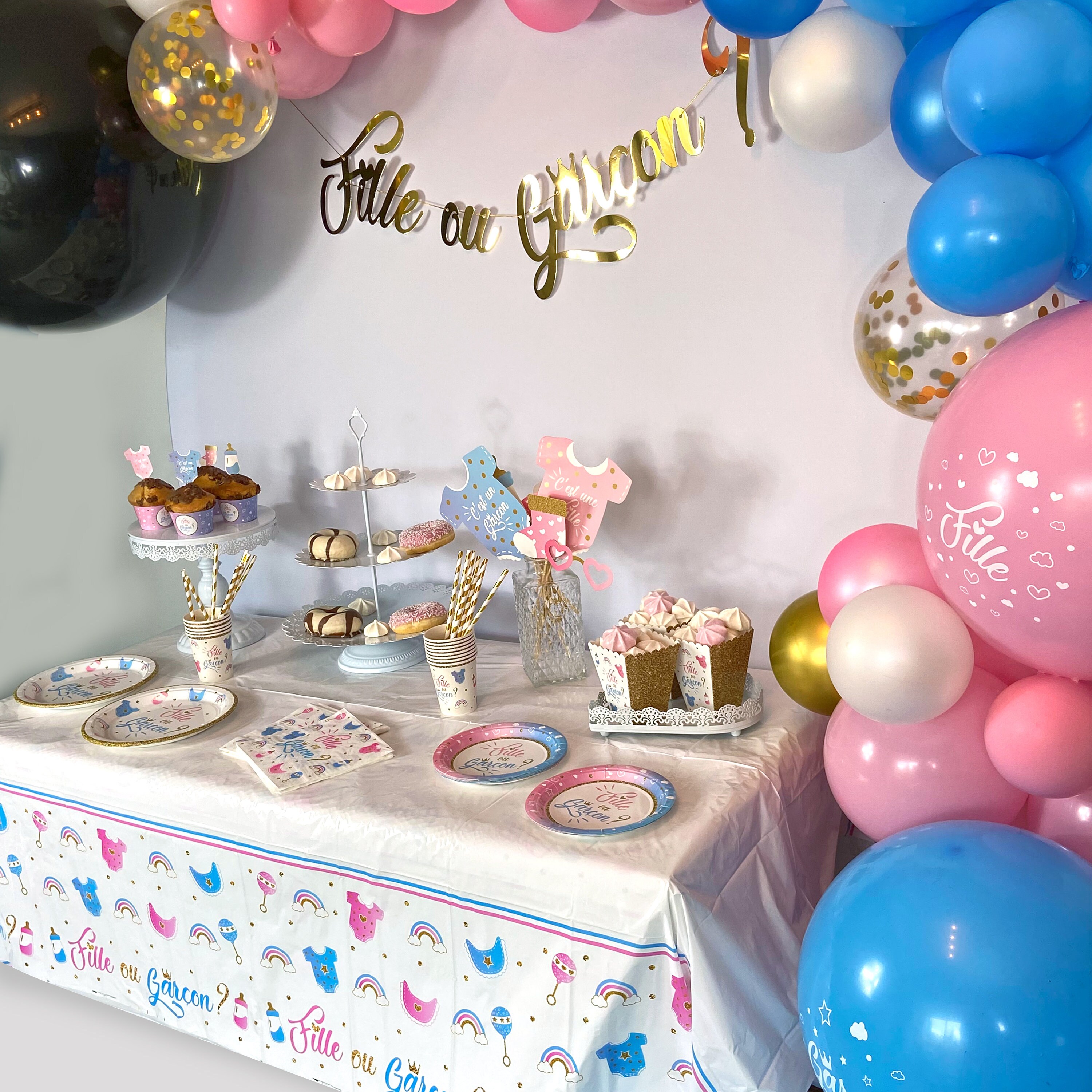 Kit Ballon Révélation Du Sexe Bébé – 90 Cm Avec Confettis Roses Et Bleus – Pour Baby Shower Et Annonces Originales