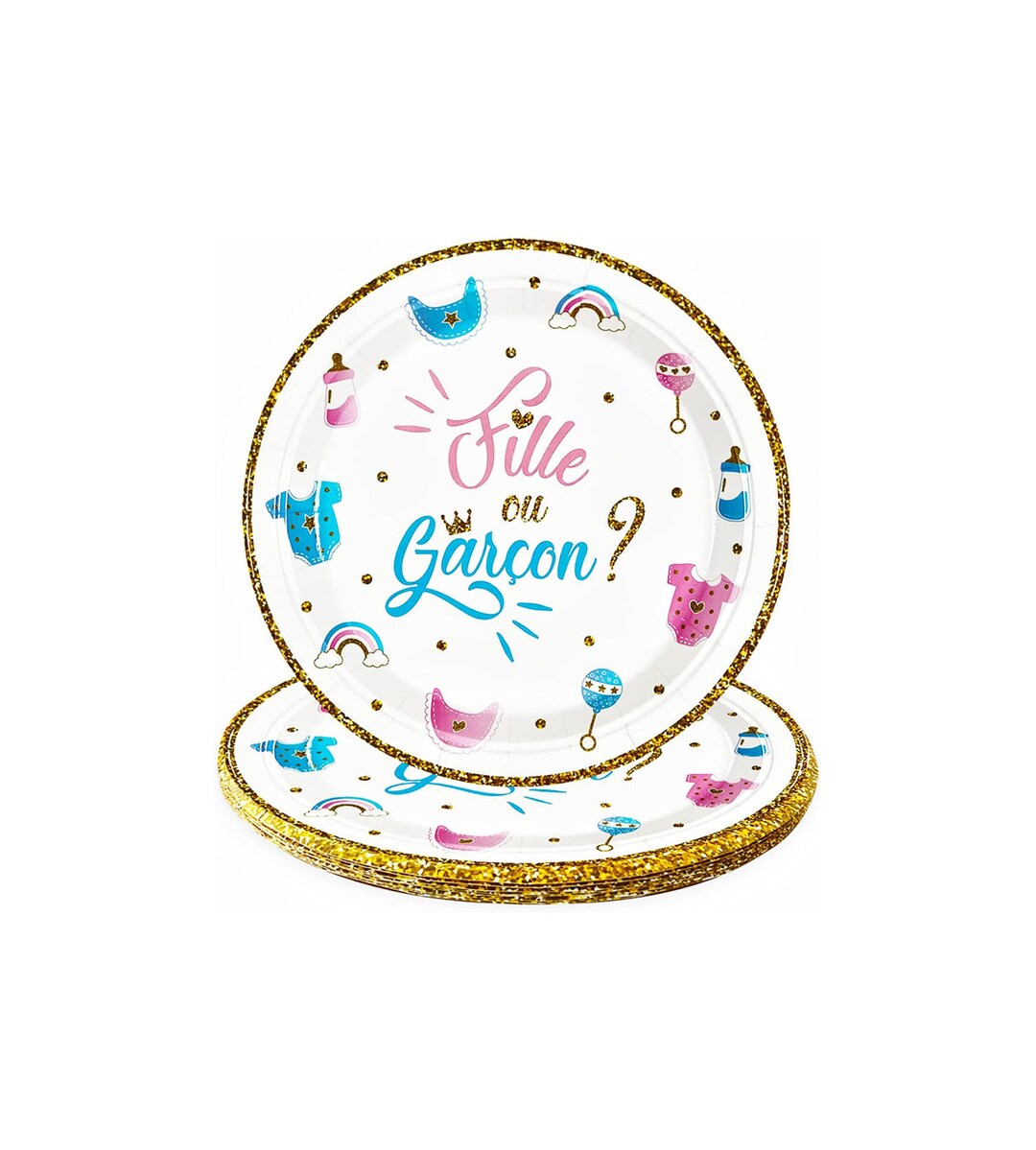 10 Assiettes Gender Reveal Party Assiette fille ou garçon Baby Shower Décoration assiette Gender