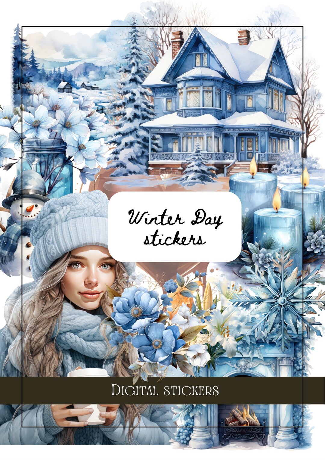 20 Winter Digital Stickers Planner Stickers PNG Digital Sticker Book ...