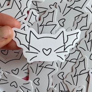 The Bat and The Cat Doodle Sticker | Aesthetic