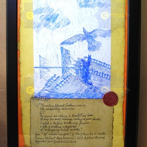 NUOVO! CONVENIENTE! Of Smaller Seagulls, Defiant Hopelessness Philographoem: manoscritto unico, sigillo, firma, foto HQ della grafica originale!