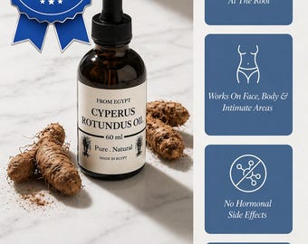 Aceite de Cyperus Rotundus / Reduce el crecimiento no deseado del vello, Ritual de belleza egipcio (60 ml)