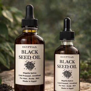 Aceite de semilla negra / Orgánico prensado en frío / Nigella sativa / Virgen puro sin refinar