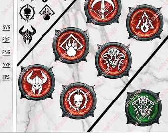 Rogue, Barbarian, Sorcerer, Druid, Spiritborn, Necromancer, Class Svg,  class PNG, Class icons PNG, PDF, cricut files, digital product