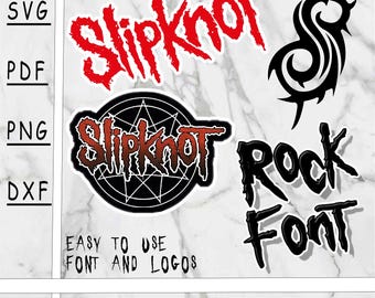 Rock Font SVG, Rock Font PNG, Rock Font Dxf, Rock Font Pdf, Slipknot, logos, Svg, PNG, Dxf, pdf
