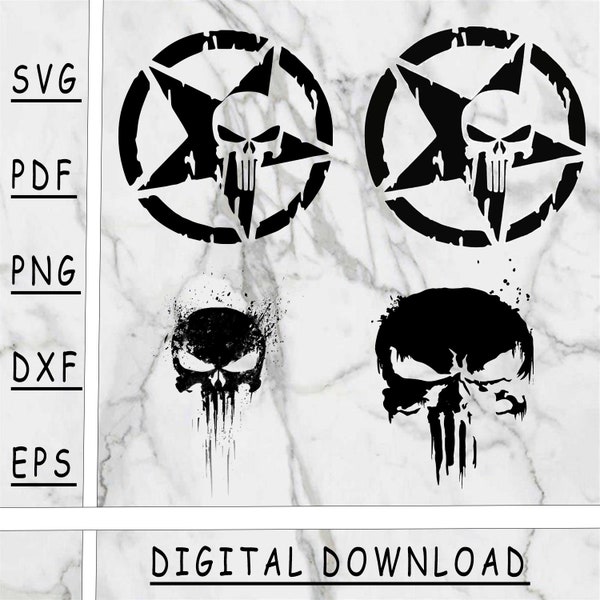 Punisher black and white bundle Svg, Punisher bundle PNG, Punisher DXF, Punisher Pdf, Punisher EPS, Digital download, Instant download