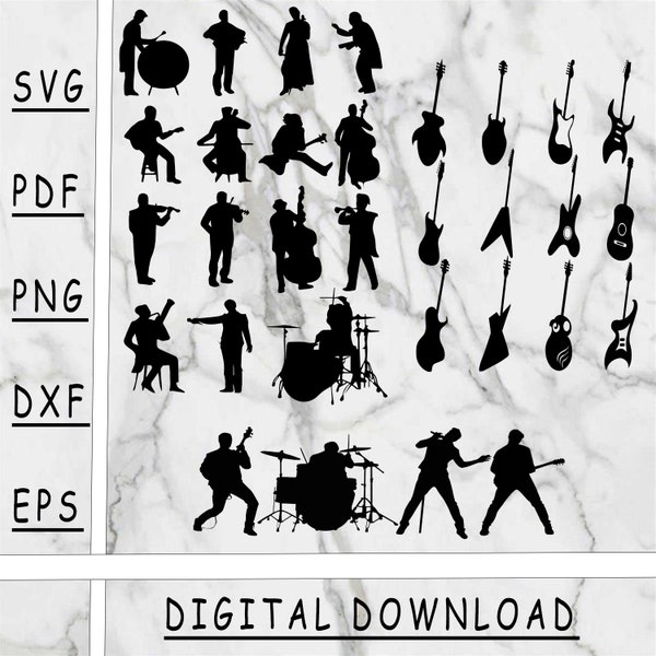 Music group, Guitar, instrumental SVG, Music group, Guitar, instrumental PNG, Music group, Guitar DXF, Music group Pdf Digital product
