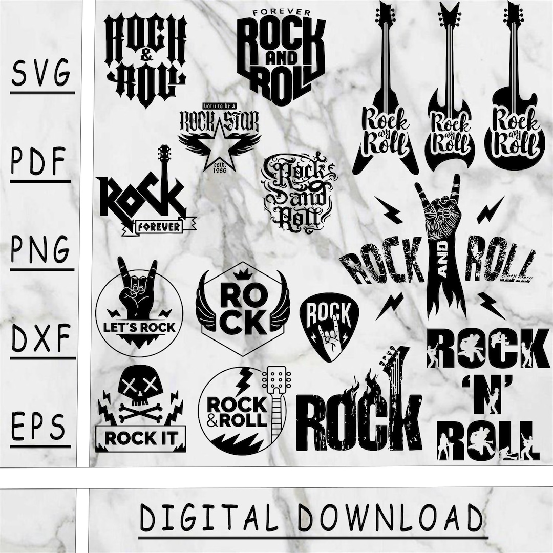 Rock & Roll Bundle Svg, Rock and Roll PNG, Rock and Roll DXF, Rock and ...