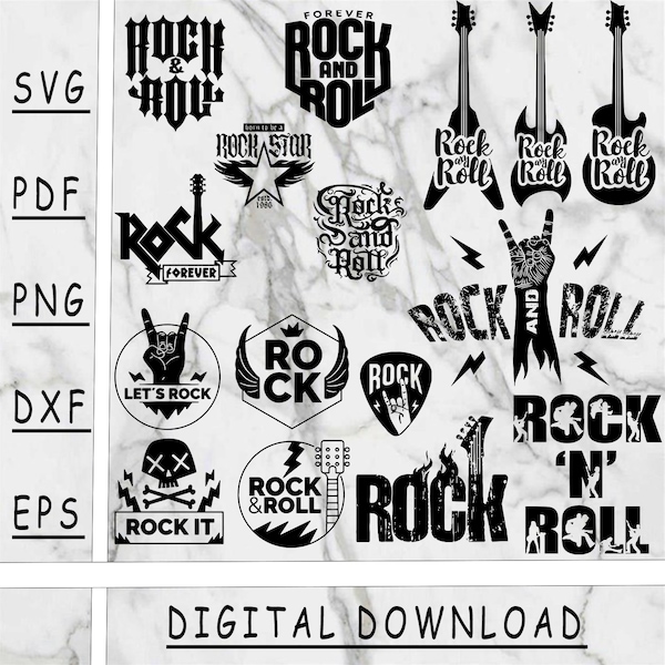 Rock & Roll bundle Svg, Rock and Roll PNG, Rock and Roll DXF, Rock and Roll Pdf, Rock and Roll EPS, instant download