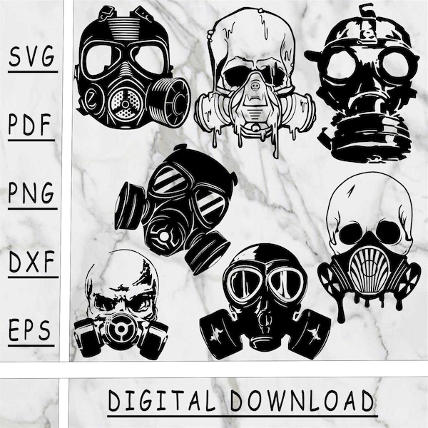 Gas mask bundle SVG, Gas mask PNG, Gas mask DXF, Gas mask Pdf