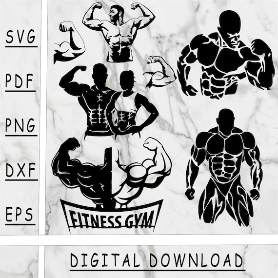 Muscle Bodybuilder SVG Bundle: Gym Fitness Vector Graphics (Digital Download)