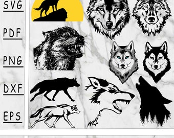 Wolf Silhouette SVG Bundle: Vector Cut Files (Digital Download)