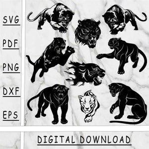 Panther SVG bundle, Panther PNG, Panther DXF, Panther Pdf, Panther eps, instant download, digital product, panther silhouette