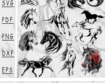 Horse bundle SVG, Horse PNG, Horse DXF, Horse Pdf, Horse Eps, horse silhouette, instant download, digital download