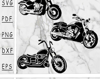 Motorcycle SVG Bundle: Silhouette Cut Files (Digital Download)