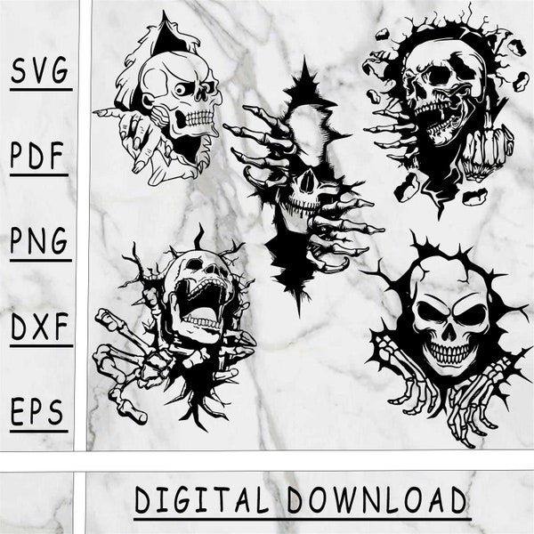Skull in the wall bundle SVG, Skull in the wall PNG, Skull in the wall DXF, Skull in the wall Pdf Digital Product