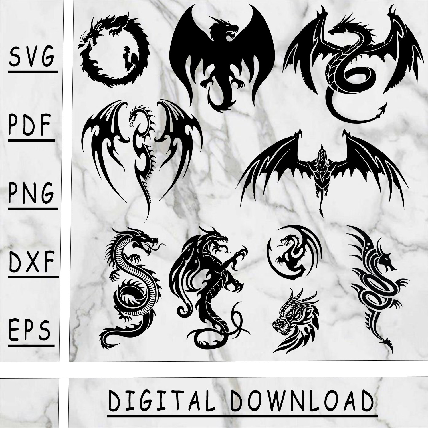 Dragon SVG Bundle Dragon PNG Dragon DXF Dragon Pdf Dragon - Etsy UK