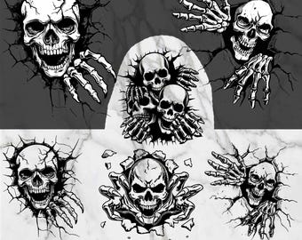 Skull in the wall bundle SVG, Skull in the wall PNG, Skull in the wall DXF, Skull in the wall Pdf Digital Product, Bone