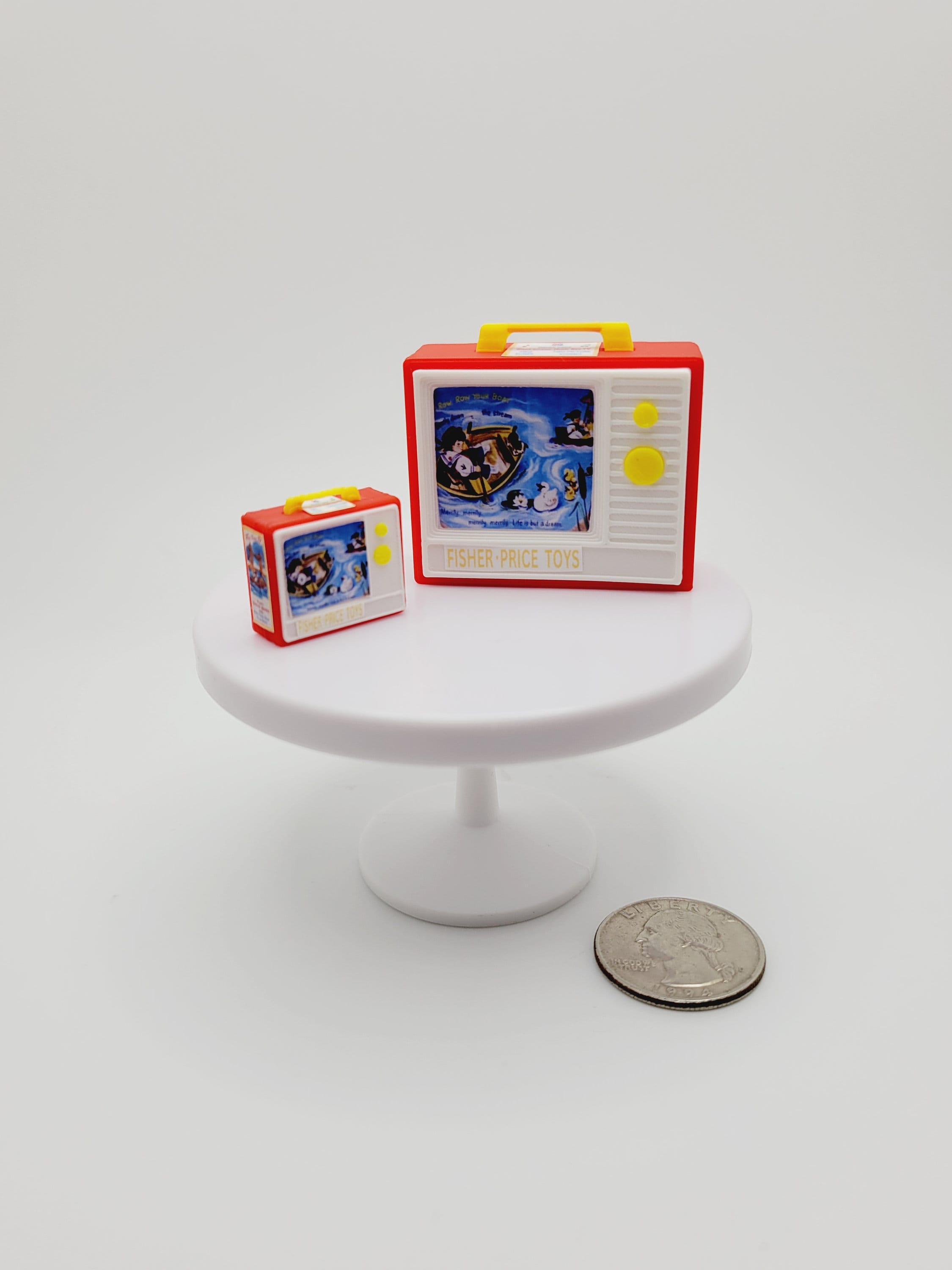 Miniature Fisher Price Two Tune TV Dollhouse Toy