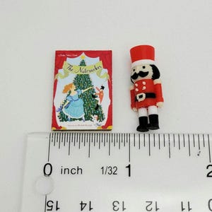 Dollhouse Miniature Christmas Nutcracker Toy with Faux Book 1:6 Scale image 3