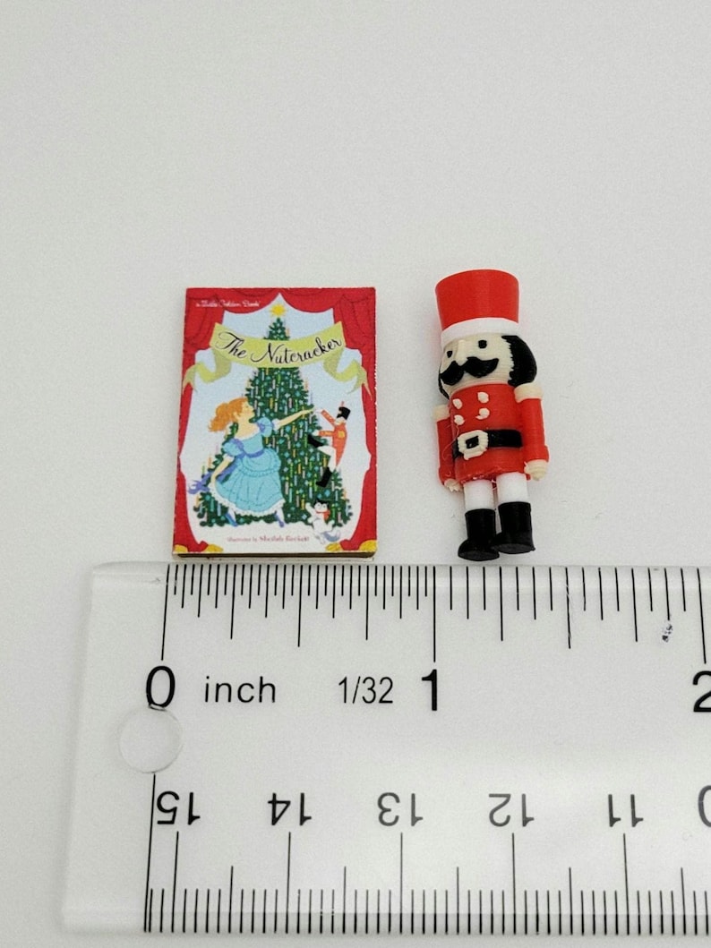 Dollhouse Miniature Christmas Nutcracker Toy with Faux Book 1:6 Scale image 3