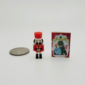 Dollhouse Miniature Christmas Nutcracker Toy with Faux Book 1:6 Scale image 1