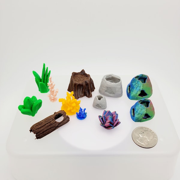 Miniature Aquarium Rocks and Plants/Tiny Fish Tank Supplies