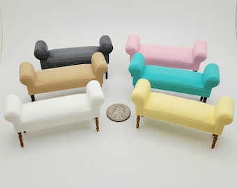 1:12 Miniature Sofa-Style Bench Stool Dollhouse Furniture, Dioramas, Scenes