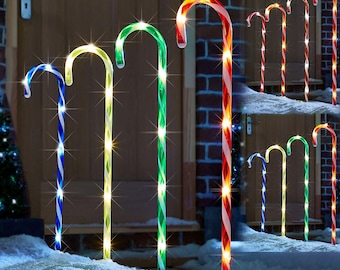 Christmas 4 Piece Path 73cm Candy Cane Pathway Lights Decoration with 40 LED's - Red or Muilti-Coloured