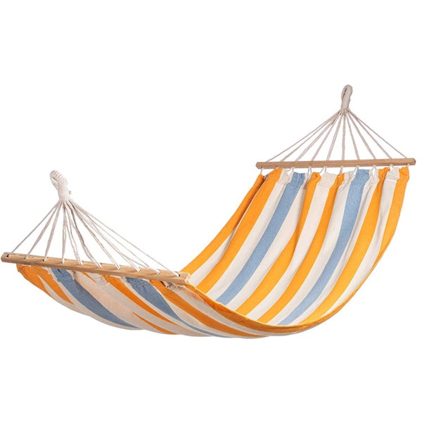 Striped Swinging Durable Garden Hammock Bed Colour: Yellow/Blue or Red/Blue