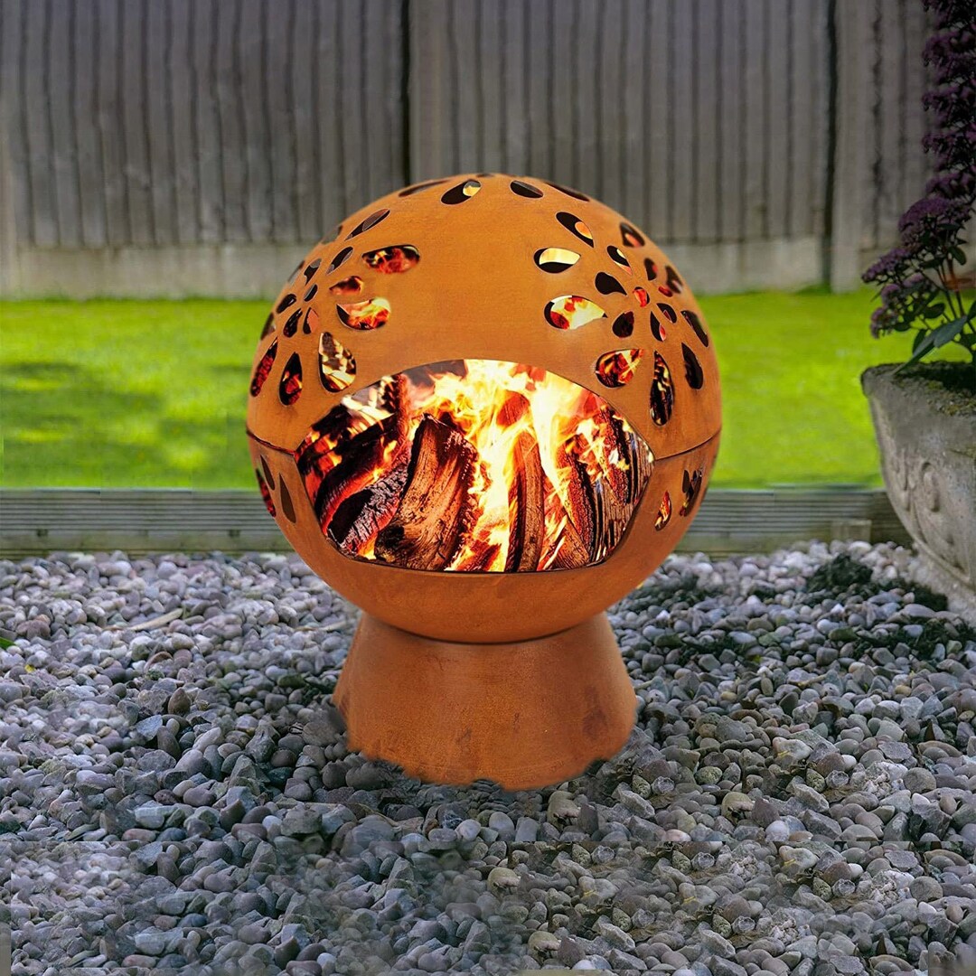 Globe Fire Pit Large 60cm Outdoor Round Firepit for Garden Etsy UK
