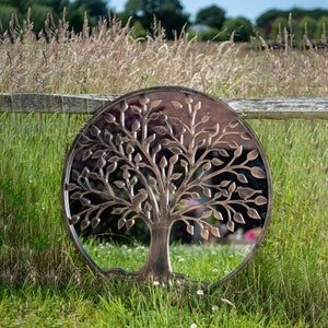 Tree of Life Outdoor Garden Wall Mirror Grey or Bronze Distressed Decor with Robin Birds Makes a Great Memorial 650mm x 650mm image 7