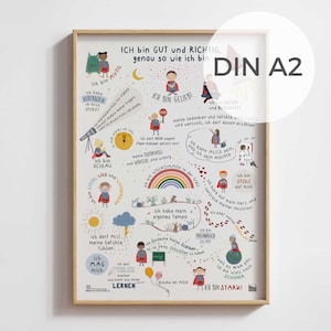 Carteles de afirmación para niños | Póster DIN A2 | Cartel de amor propio | creencias positivas | para la fuerza interior