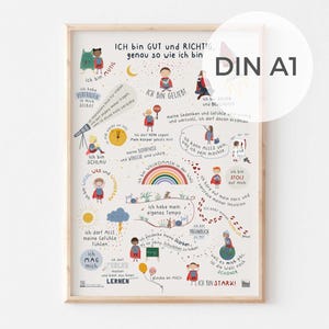 子供のためのアファメーション |ポスター DIN A1 |自己愛ポスター | 写真ポジティブな信念 |内なる強さのために