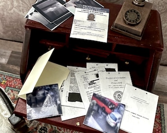 1:12 FBI Case File Folder Dollhouse Miniature- curiosity prop- crime scene investigation diorama- true crime police detective-