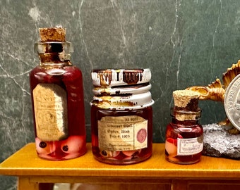 Eyeballs in a Jar Dollhouse Miniatures: creepy diorama- asylum or spooky hospital prop- curiosities-