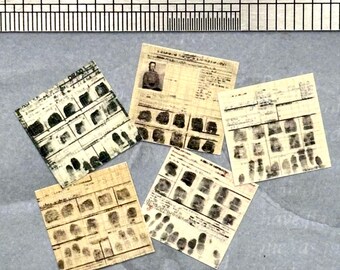 1:12 Antique Fingerprint Cards Dollhouse Miniatures- Tiny True Crime Police, Detective- Murder Mystery Diorama- CSI Scale Model-