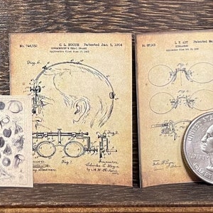 Miniature 6-Piece Multi-Scale Medical Ophthalmology Chart and Diagrams- dollhouse curiosity- mini medical, hospital, asylum, school prop-