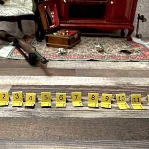 1/12 or 1/6 Scale Crime Scene Investigation Evidence Markers- Dollhouse Miniature- CSI police detective mystery display- diorama curiosity-