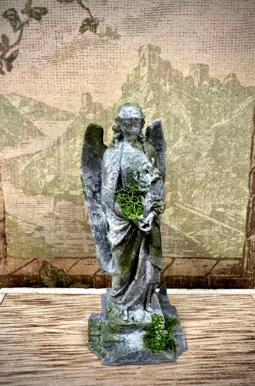 Multiscale Angel Headstone Statue Dollhouse Miniature Grave Marker Cemetery Monument Mini