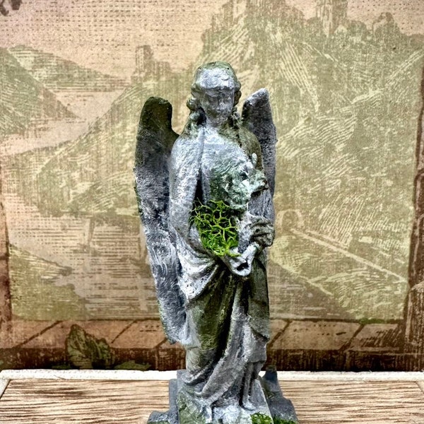 Multi-Scale Angel Headstone Statue Dollhouse Miniature- grave marker- cemetery monument- mini Halloween town prop- scale graveyard