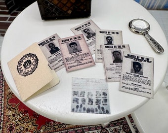 1:12 FBI Wanted Case File Folder Dollhouse Miniature- curiosity prop- crime scene investigation diorama- true crime police detective-