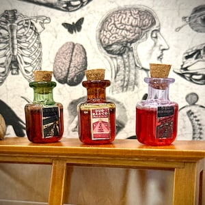 Multi-Scale Antique Formaldehyde Dollhouse Miniatures: creepy diorama- morgue, mortuary, or spooky hospital curiosity-