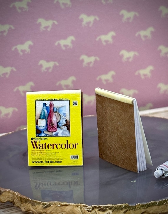 1:12 Watercolor Sketch Book Dollhouse Miniatures- Tiny Oil and Acrylic Painting, Watercolor, Drawing Pad-