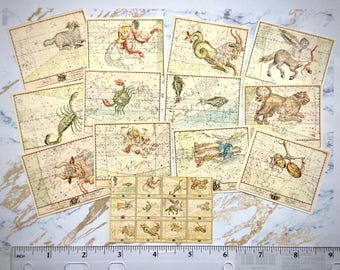 Multi-Scale or 1:12 13-pc Horoscope Astrology Charts Dollhouse Miniature- Tiny Star Maps, Horoscope Diagrams for Scale Model Dioramas-
