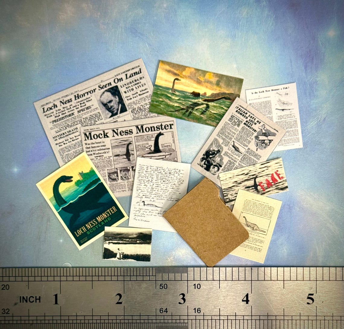 1:12 Loch Ness Monster Mystery Dollhouse Miniature File- Tiny Cryptid ...
